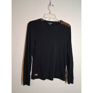 LRL Lauren Ralph Lauren T-Shirt Rustic Western Leather Elbow Pads Top Sz Large